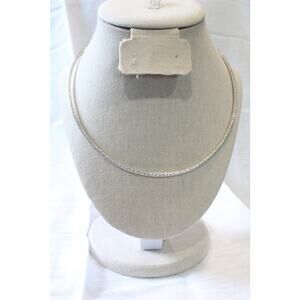 Vintage Italian Milor Sterling Silver 925 Omega Diamond-Cut Wire Necklace